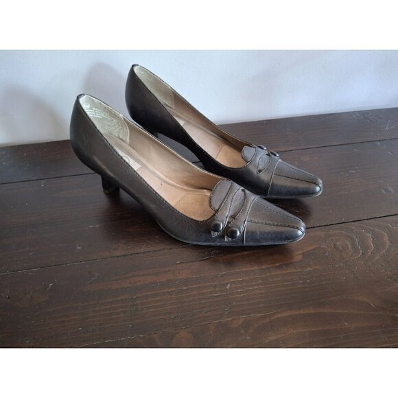 Victoria Spencer Black Leather "Sara Lee" Pumps/Pre-owned. Sz. 8.5M EUC - Picture 3 of 9